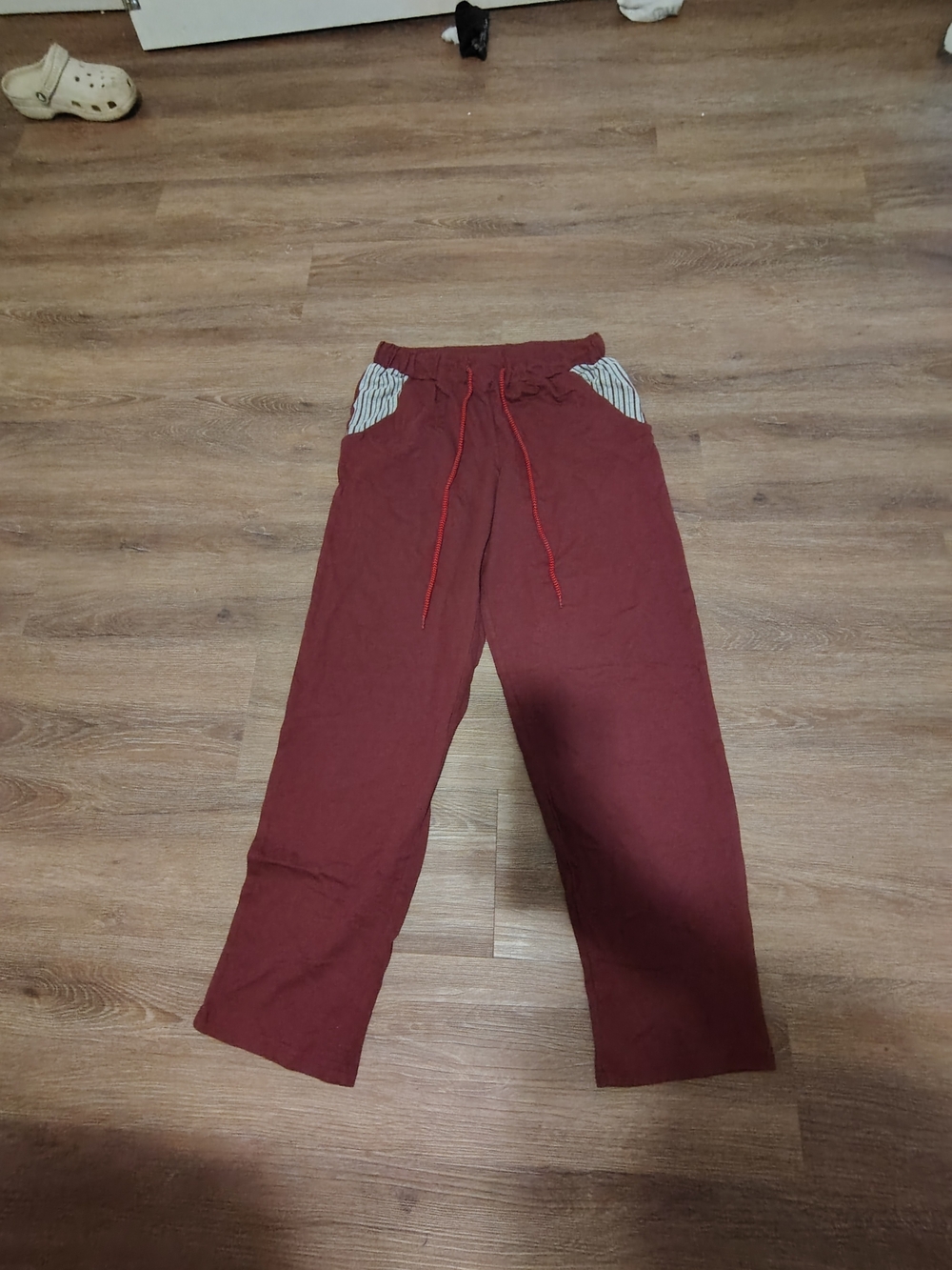 & Other Stories Maroon Wide-Leg Drawstring Pants